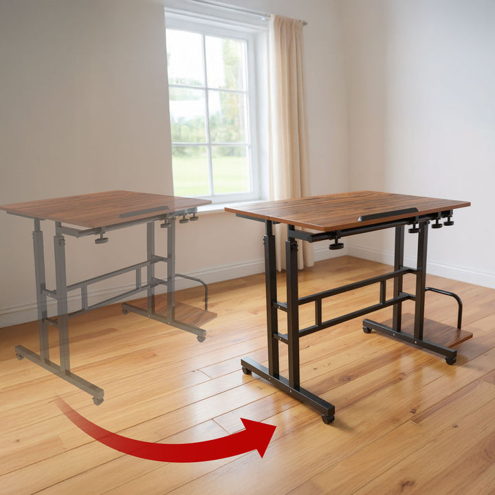 Maclean mobile laptop table desk, noir, top 80x60cm, 50kg max, hauteur réglable 67-115 cm, MC-124 B