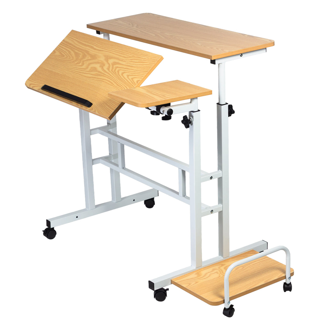 Table mobile pour ordinateur portable Maclean, blanc, plateau 80x60cm, 50kg max, réglage en hauteur 67-115cm , MC-124 W