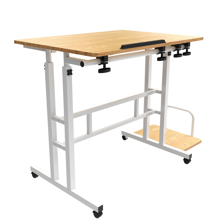 Table mobile pour ordinateur portable Maclean, blanc, plateau 80x60cm, 50kg max, réglage en hauteur 67-115cm , MC-124 W