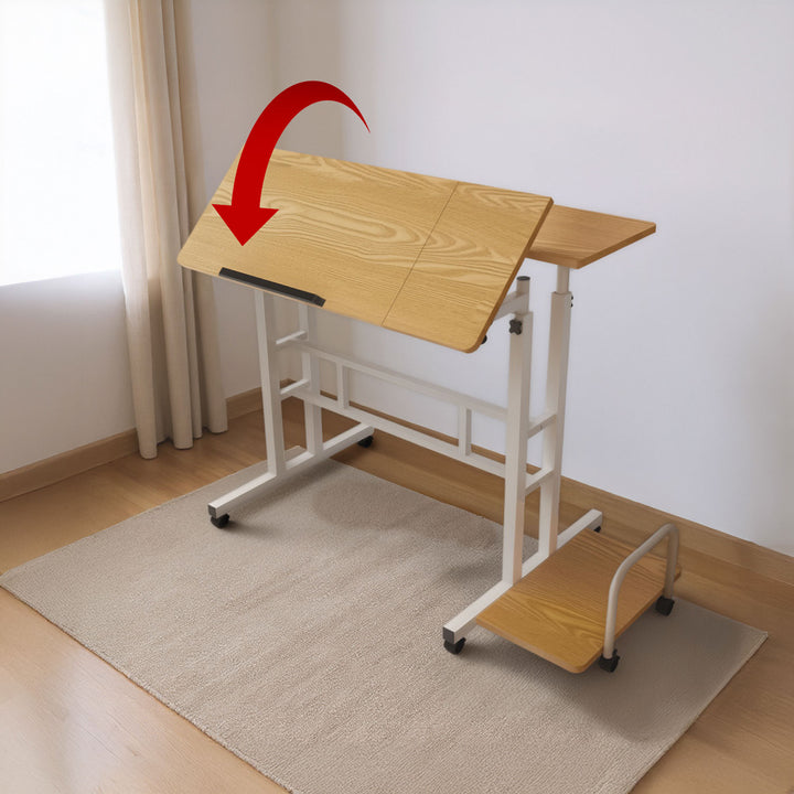 Table mobile pour ordinateur portable Maclean, blanc, plateau 80x60cm, 50kg max, réglage en hauteur 67-115cm , MC-124 W