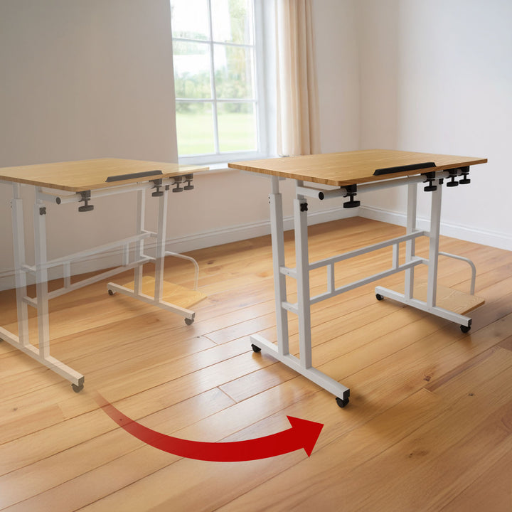 Table mobile pour ordinateur portable Maclean, blanc, plateau 80x60cm, 50kg max, réglage en hauteur 67-115cm , MC-124 W