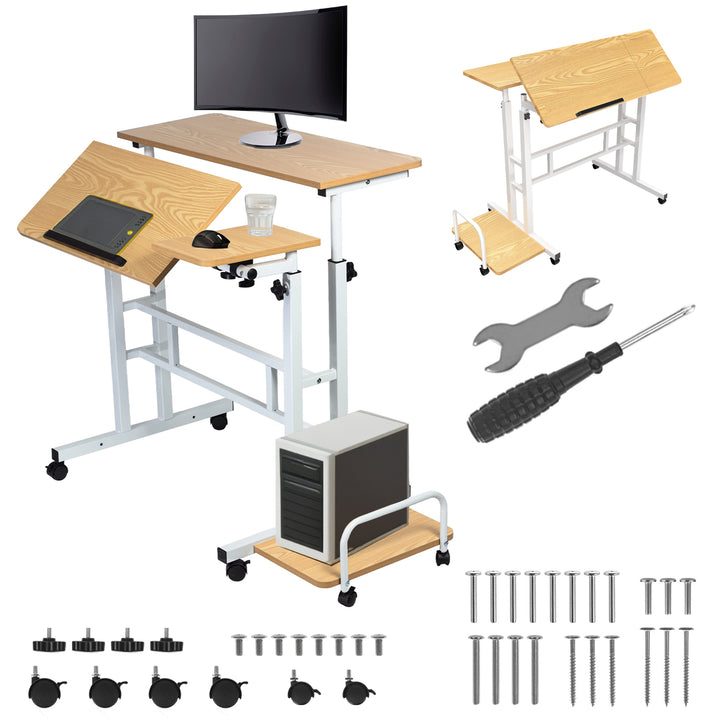 Table mobile pour ordinateur portable Maclean, blanc, plateau 80x60cm, 50kg max, réglage en hauteur 67-115cm , MC-124 W