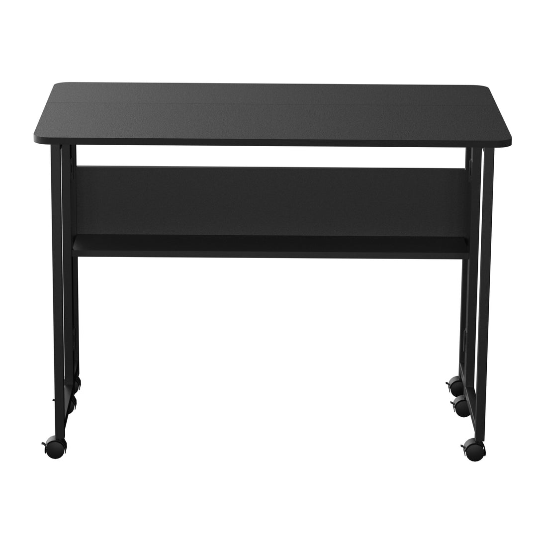 Table de bureau pliante Maclean, noire, mobile, plateau 100x58cm, max. 50kg, MC-126 B