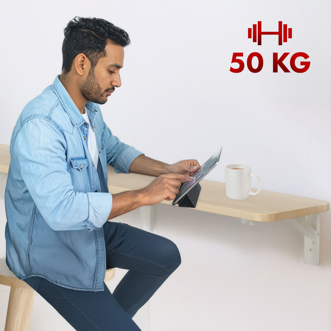 Etagère/tablette pliante Maclean, couleur bois clair, 100x20 cm, max.50 kg, MC-129 WD