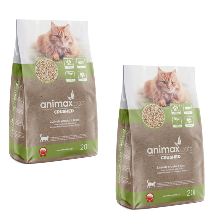 Litière agglomérante, classique, écrasée, 20 litres, Animax, 2 paquets