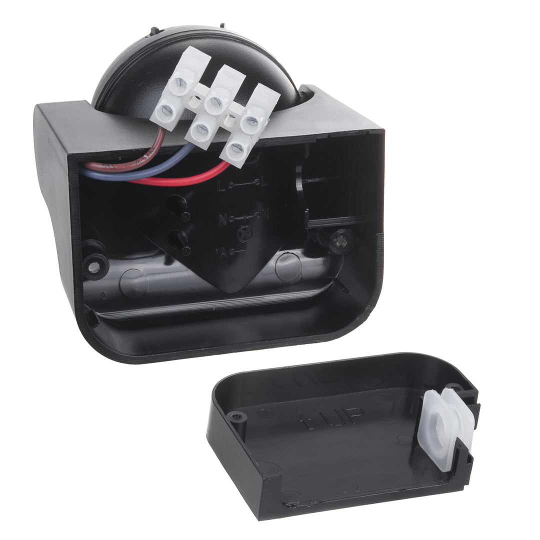 Détecteur de mouvement PIR Maclean, infrarouge, IP44, noir avec cache noir, portée 12 m, charge max. 300/1200 W, MCE358 B/B