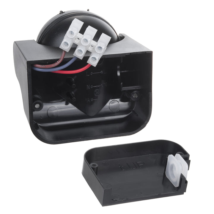 Détecteur de mouvement PIR Maclean, infrarouge, IP44, noir avec cache noir, portée 12 m, charge max. 300/1200 W, MCE358 B/B