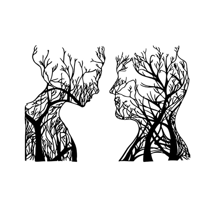 Tableau ajouré, décoration murale 3D, tableau 3D "Têtes d'arbres" 140x100cm Noir