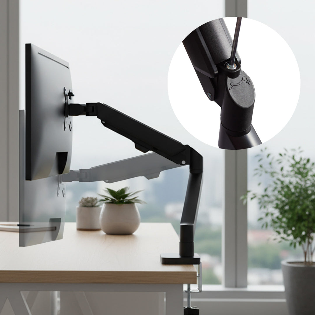 Support de moniteur Maclean, ressort à gaz, 17"-32", 2-10kg, noir, MC-133