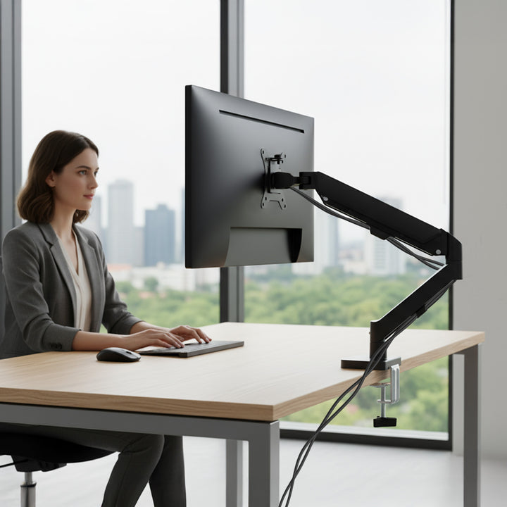 Support de moniteur Maclean, ressort à gaz, 17"-32", 2-10kg, noir, MC-133