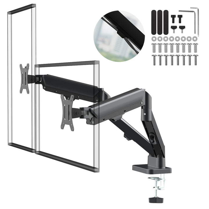 Support pour 2 moniteurs Maclean, ressort à gaz, 17"-32", 2-10kg, noir, MC-134