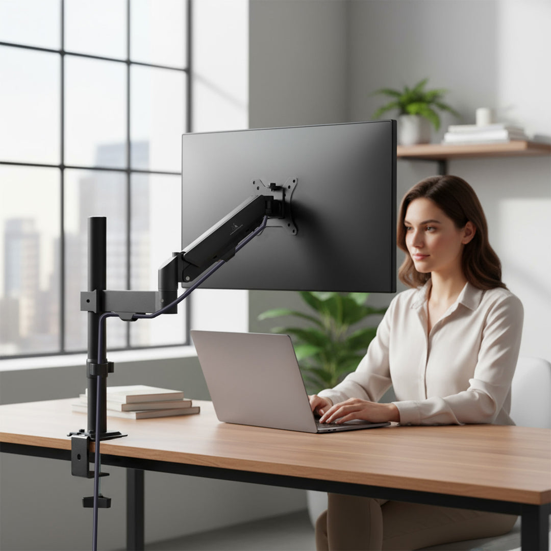 Support de moniteur Maclean, ressort à gaz, 17"-32", 2-10kg, noir, MC-135