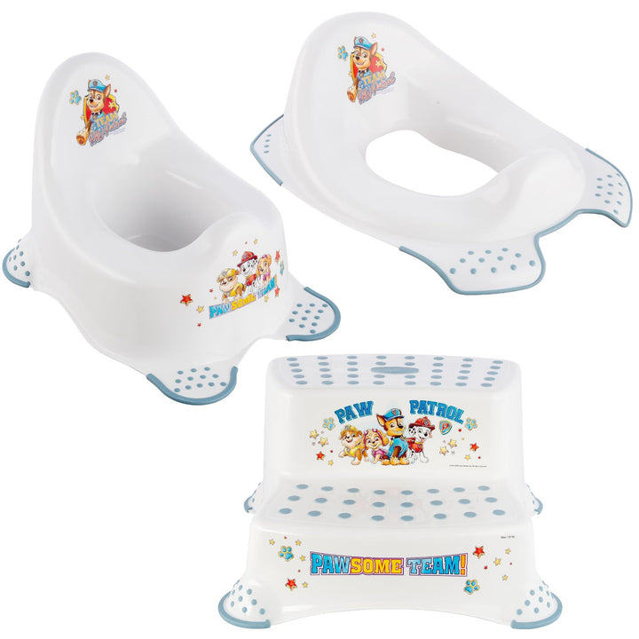 Housse de siège de toilette antidérapante Psi Patrol - Paw Patrol+ Plate-forme antidérapante Psi Patrol, Max 120kg, deux étages+ Pot antidérapant Psi Patrol, Max 15kg
