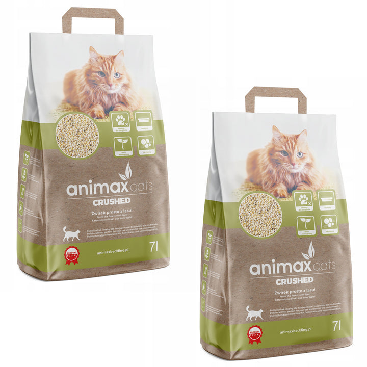 Litière agglomérante, classique, broyée, 2x 7 litres, Animax