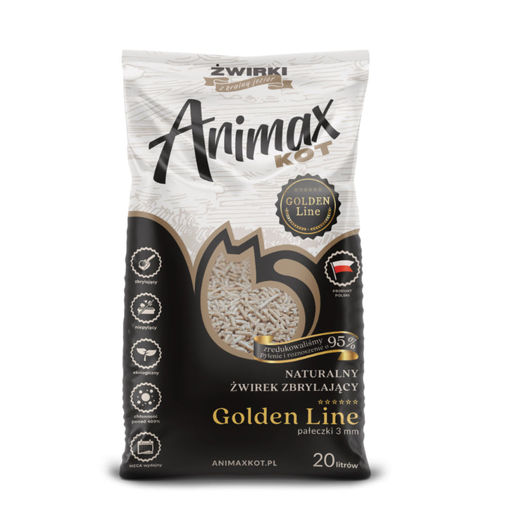 Litière, Animax Golden line 3mm, petits rouleaux, sac 20L