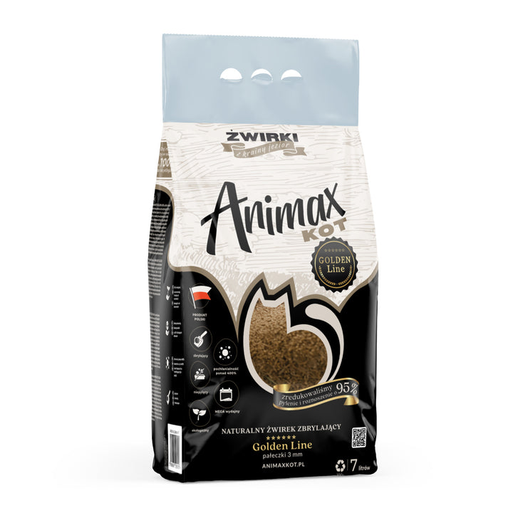 Litière, Animax Golden line 3mm, petits rouleaux, sac 7L