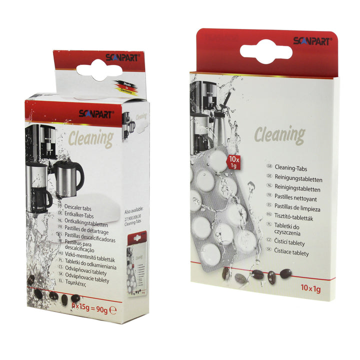 6 pastilles pour le détartrage des machines à café, etc. + 10 pastilles pour le nettoyage des machines à café