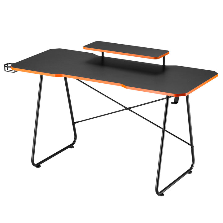 Gaming desk avec tablette pour moniteur NanoRS, 50kg max, hauteur 850mm, noir, RS170+Cable organizer / desk grille Nano RS, 1345mm, noir et rouge, RS125