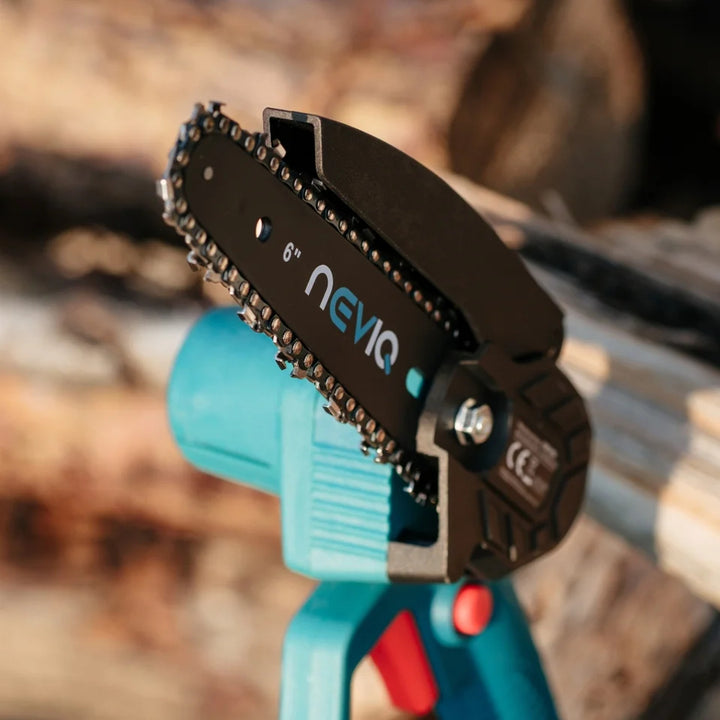 NEVIQ tronçonneuse sans fil, guide-chaîne 6'', 200W, batterie Li-ion 1,5 Ah, L04302