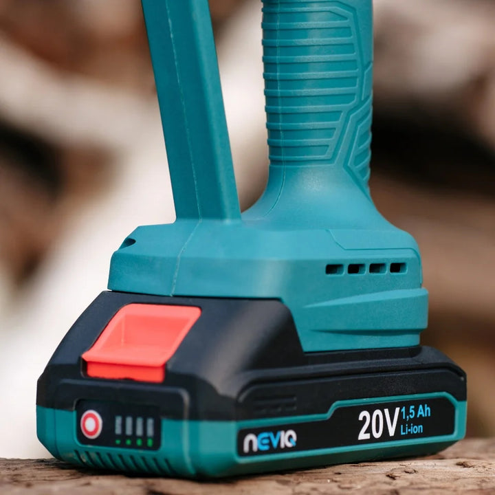 NEVIQ tronçonneuse sans fil, guide-chaîne 6'', 200W, batterie Li-ion 1,5 Ah, L04302