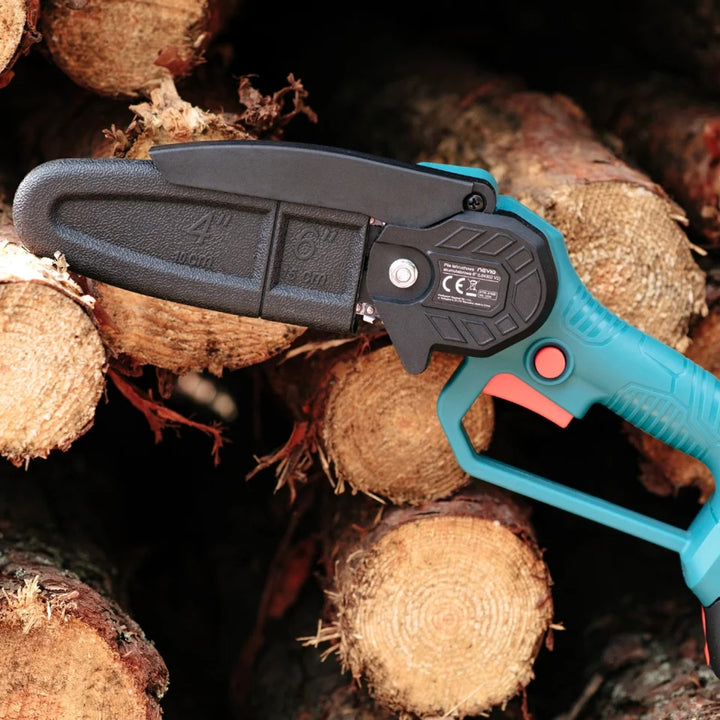 NEVIQ tronçonneuse sans fil, guide-chaîne 6'', 200W, batterie Li-ion 1,5 Ah, L04302