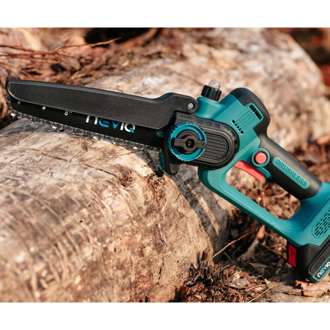 NEVIQ tronçonneuse sans fil, guide 8'', 500W, moteur brushless, LX8303