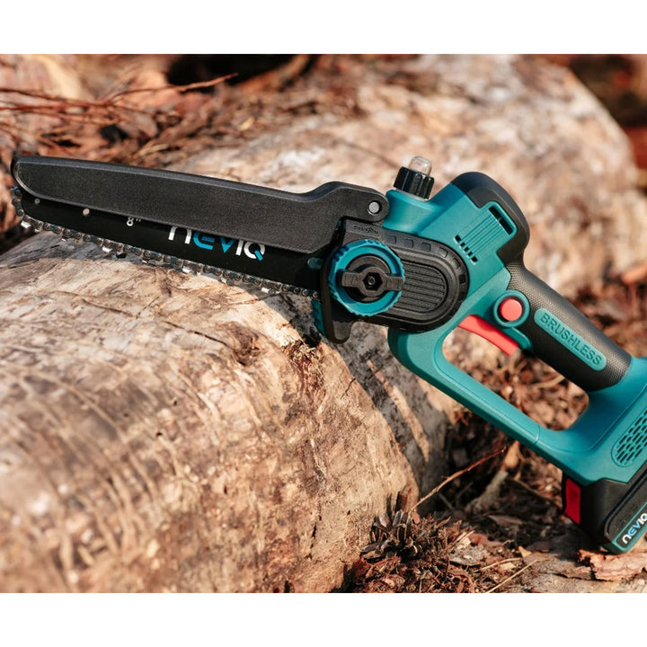NEVIQ tronçonneuse sans fil, guide 8'', 500W, moteur brushless, LX8303