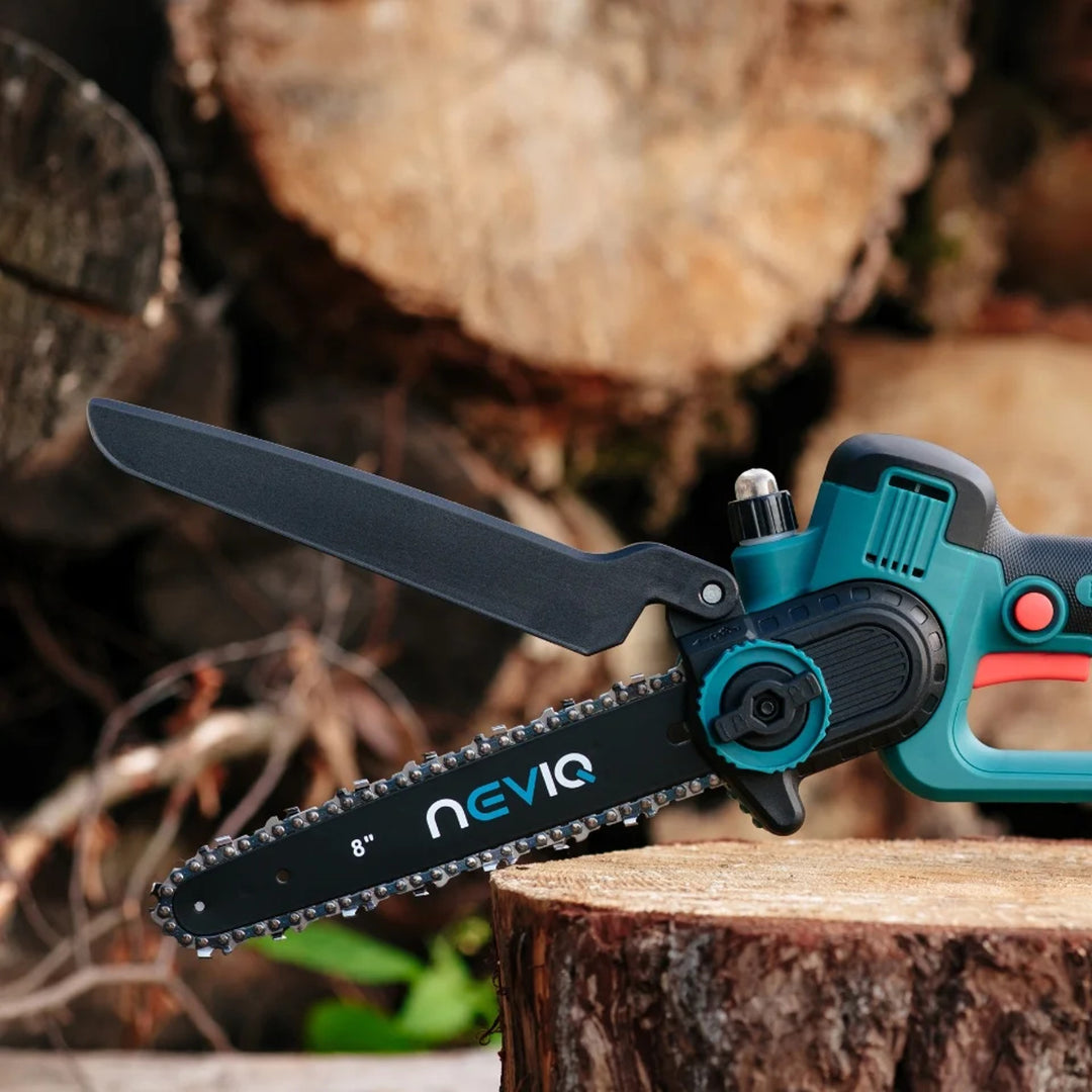 NEVIQ tronçonneuse sans fil, guide 8'', 500W, moteur brushless, LX8303
