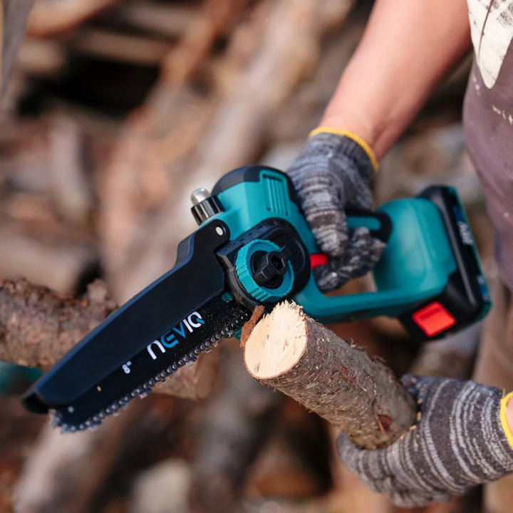 NEVIQ tronçonneuse sans fil, guide 8'', 500W, moteur brushless, LX8303