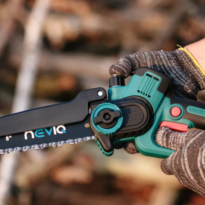 NEVIQ tronçonneuse sans fil, guide 8'', 500W, moteur brushless, LX8303