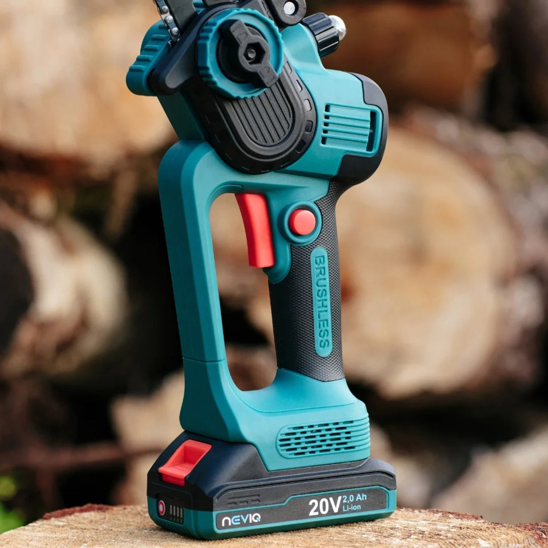 NEVIQ tronçonneuse sans fil, guide 8'', 500W, moteur brushless, LX8303