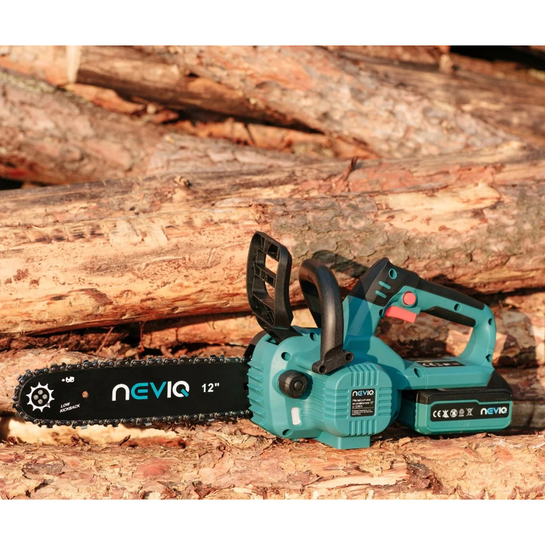 NEVIQ tronçonneuse sans fil, guide-chaîne 12'', 1000W, moteur brushless, L12302