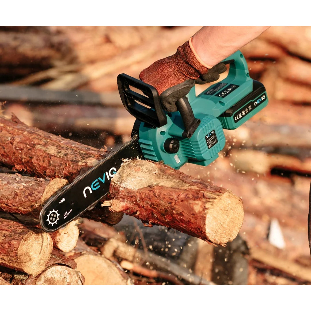 NEVIQ tronçonneuse sans fil, guide-chaîne 12'', 1000W, moteur brushless, L12302