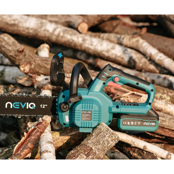 NEVIQ tronçonneuse sans fil, guide-chaîne 12'', 1000W, moteur brushless, L12302