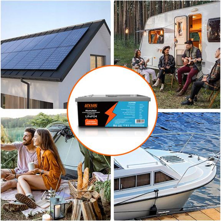 LiFePo4 Batterie lithium-fer-phosphate Lexton, avec BMS, 12.8V, 200Ah, LXLFP200