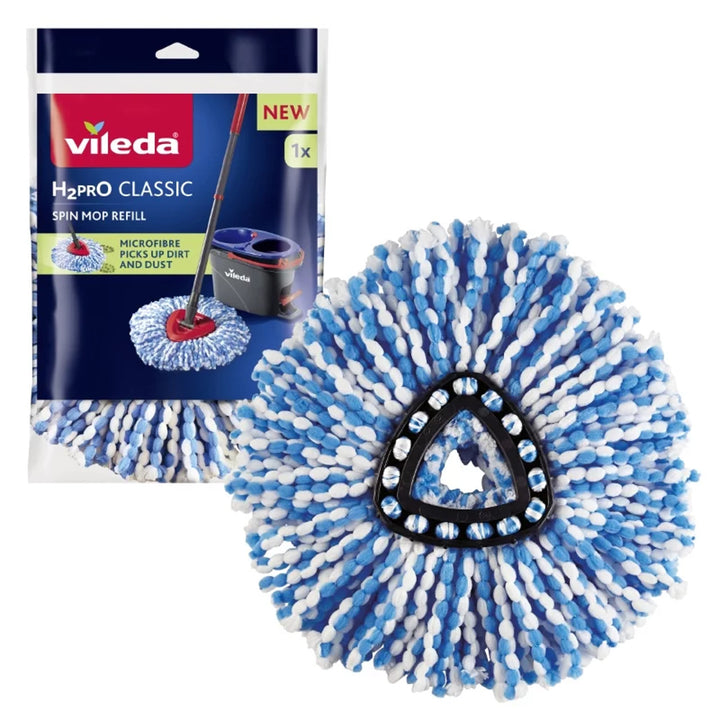Vileda H2prO mop insert, microfibre, lavable, tête triangulaire, 178330