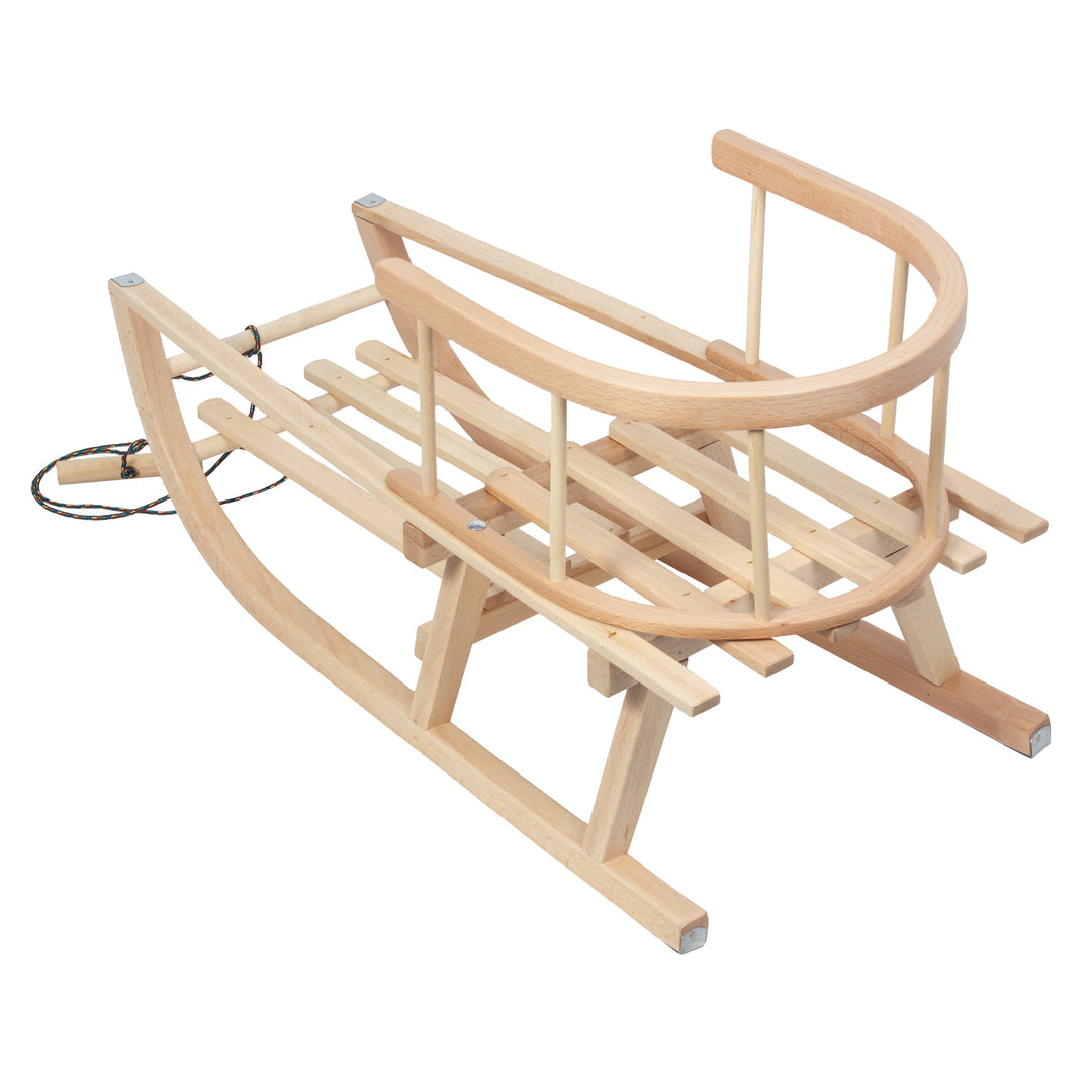 Traîneau en bois GreenBlue, dossier, siège, corde, jusqu'à 100 kg, GB159