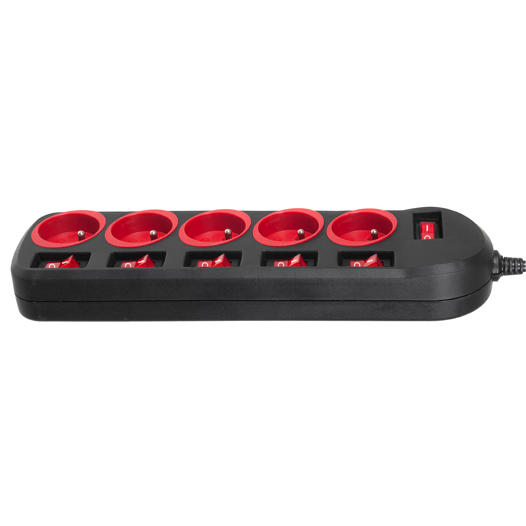 Multiprise Maclean, rallonge 5 prises, avec interrupteurs, 250VAC/10A, 1.5m, MCE204, 2 pièces