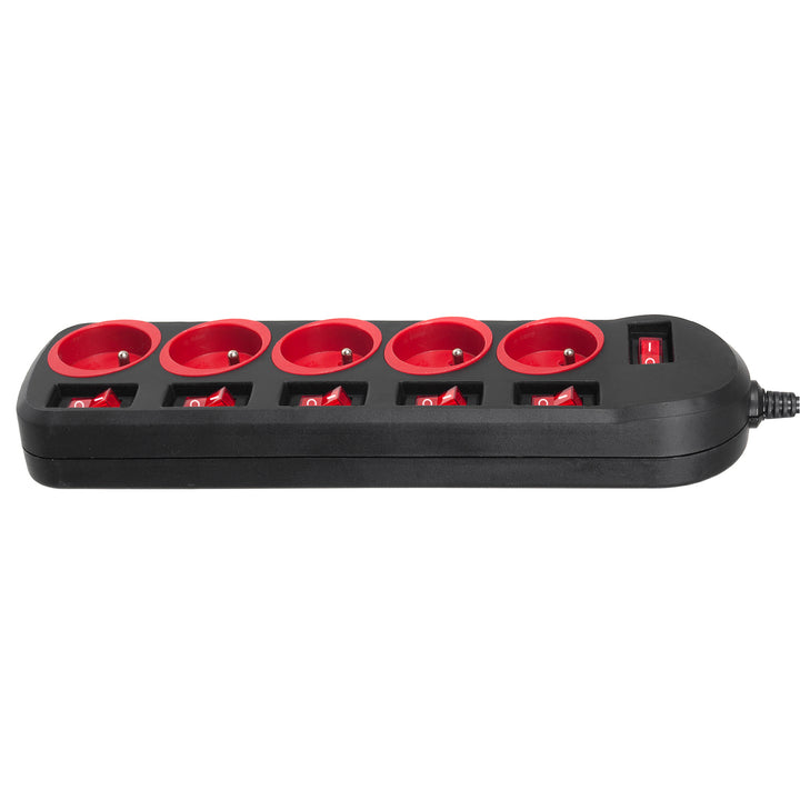 Multiprise Maclean, rallonge 5 prises, avec interrupteurs, 250VAC/10A, 1.5m, MCE204, 2 pièces