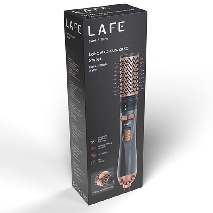 Fer à friser/séchoir rotatif LAFE, 2 vitesses, 3 niveaux de chaleur, ionisation, 1200W, Sleek and Shine Style