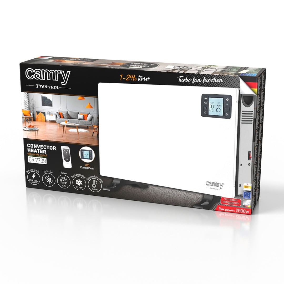 Convecteur Camry, puissance 2000W, écran LCD, télécommande, minuterie, thermostat, CR 7739