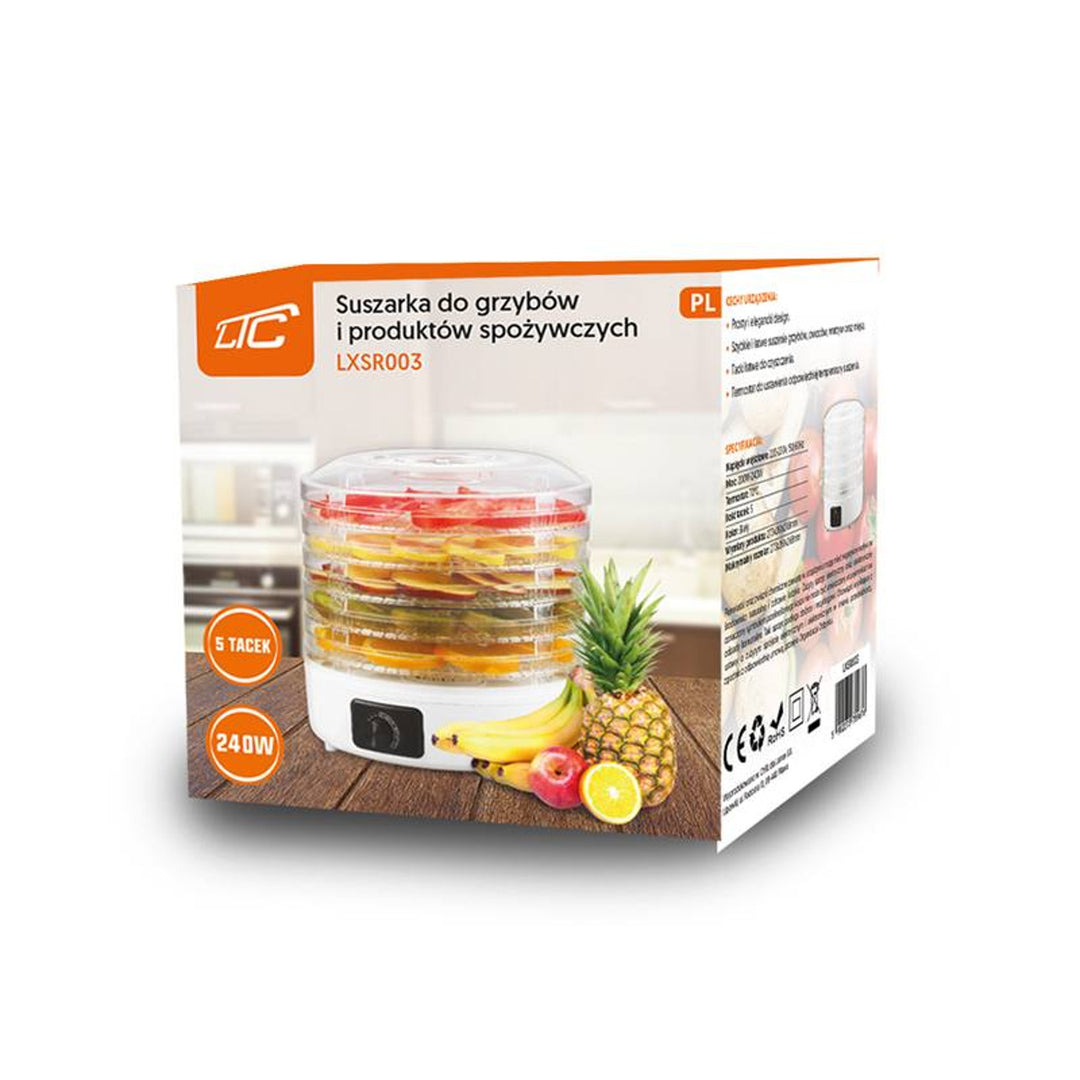 Séchoir pour champignons, légumes, fruits, viandes LTC, puissance réglable, base antidérapante, 5 plateaux, lavable au lave-vaisselle, LXSR003