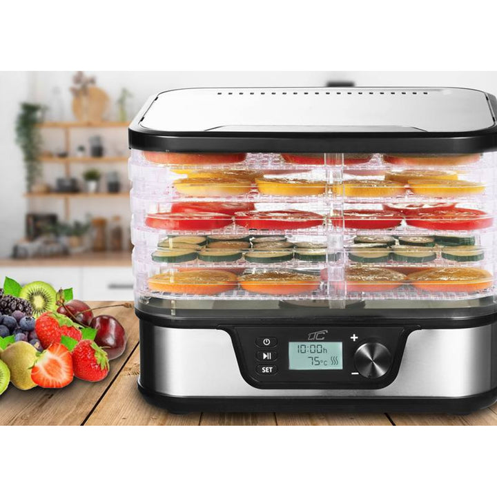 Séchoir pour champignons, légumes, fruits, viandes LTC, puissance réglable, base antidérapante, 5 plateaux, lavable au lave-vaisselle, métal, avec écran, LXSR002