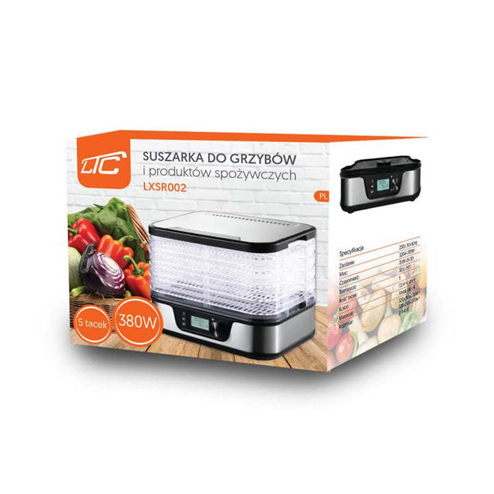 Séchoir pour champignons, légumes, fruits, viandes LTC, puissance réglable, base antidérapante, 5 plateaux, lavable au lave-vaisselle, métal, avec écran, LXSR002