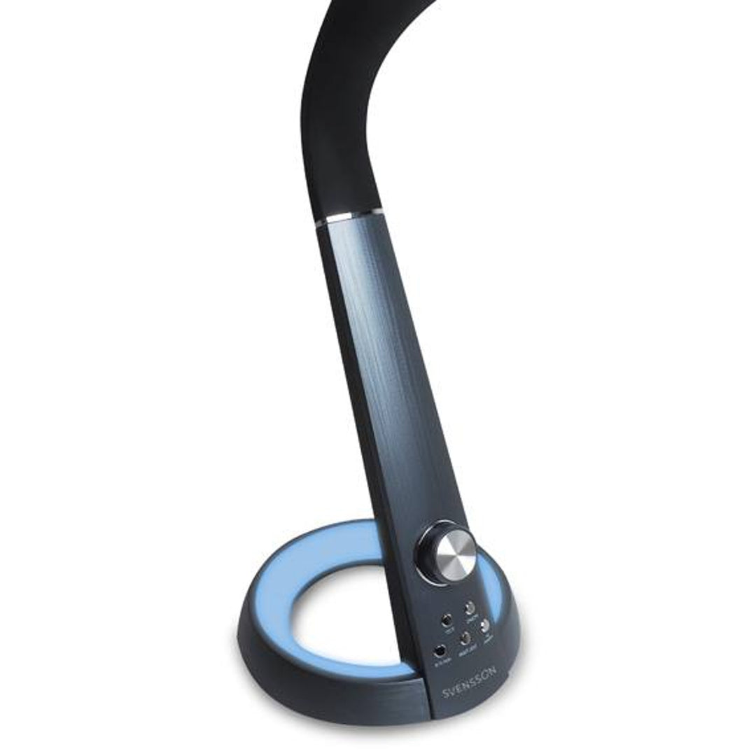 Lampe de bureau Svensson, 450 lumens, puissance 8W, trois températures de lumière, fonction de chargement d'appareil mobile, base RGB, LXBL1063