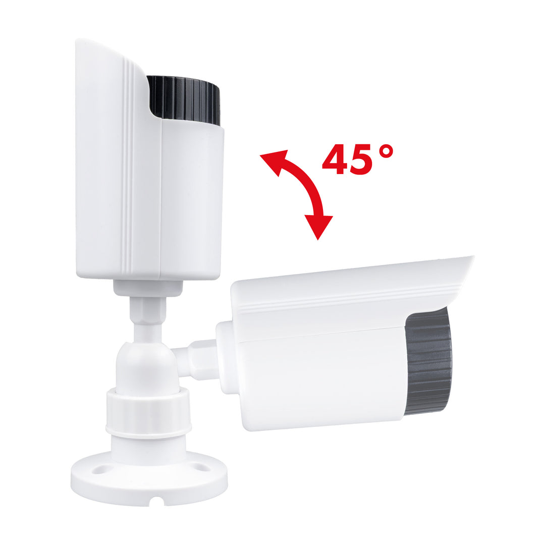 Lot de deux caméras tubulaires factices, diodes IR LED, blanches, alimentation 2xAA (non fournies), ABS, IR1800 WT