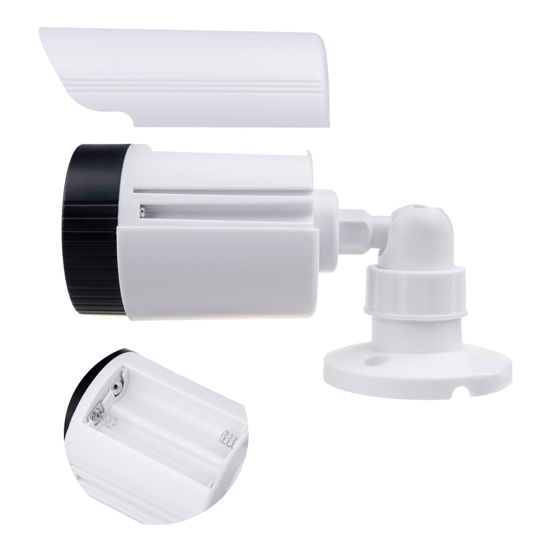 Lot de deux caméras tubulaires factices, diodes IR LED, blanches, alimentation 2xAA (non fournies), ABS, IR1800 WT