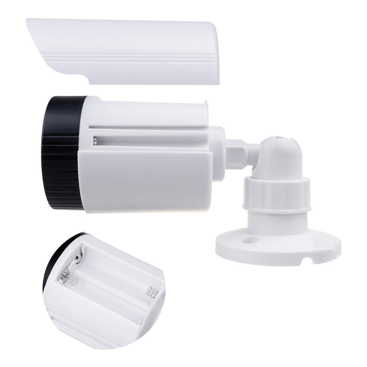 Lot de deux caméras tubulaires factices, diodes IR LED, blanches, alimentation 2xAA (non fournies), ABS, IR1800 WT