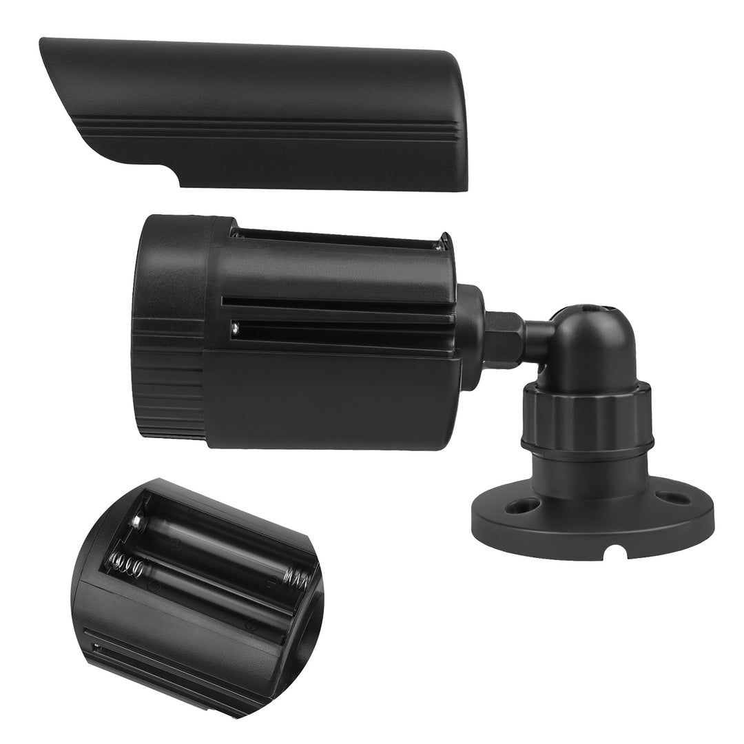 Lot de deux caméras tubulaires factices, diodes IR LED, noires, alimentation 2xAA (non fournies), ABS, IR1800 BT