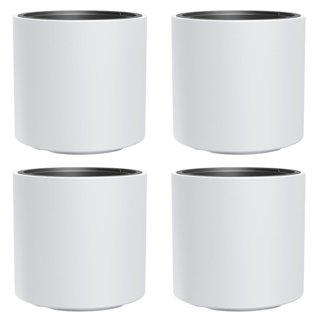 HEOS pot de fleurs résistant au gel, blanc, avec insert, capacité 31L, mat, DBHER470, 4 pièces